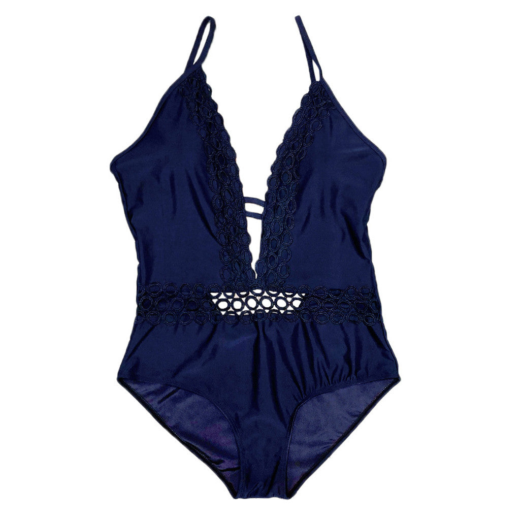 Backless Sling Swimwear | Women's One-Piece Swimsuit – Navy Blue