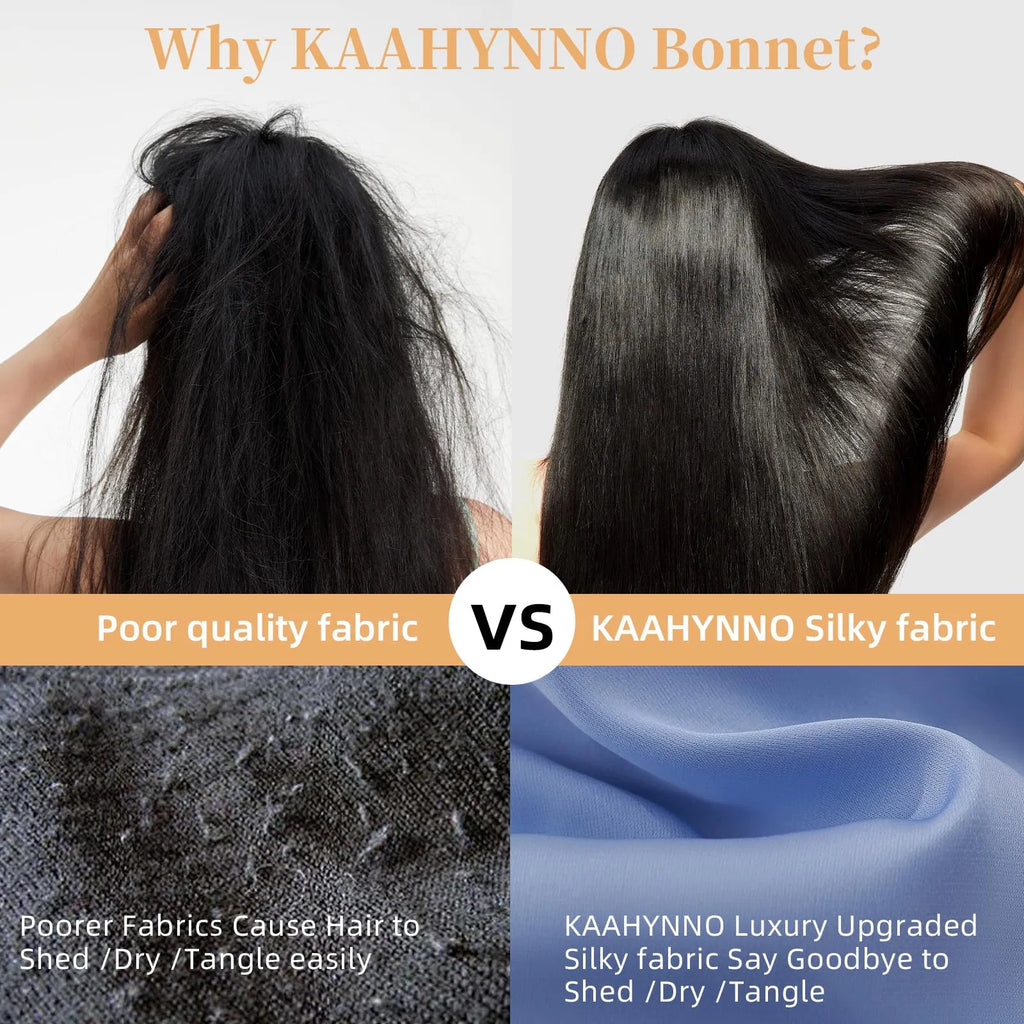 Seidenhaube zum Schlafen für Damen, Satin-Haube zum Schlafen für gewelltes, lockiges Naturhaar, Damen und Herren – Blau