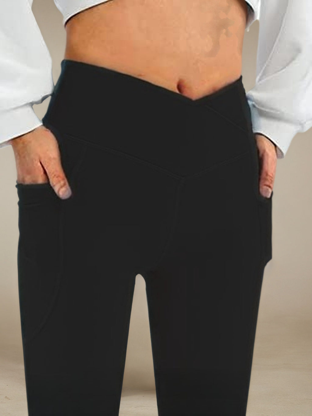 Women's Flared Yoga Pants High Elasticity Sports Leggings – Solid Black – Front View | AdriaPulse