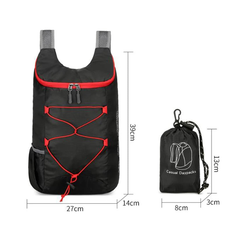 Multifunktionaler Outdoor Faltrucksack aus hochdichtem, leichtem und wasserdichtem Nylon-Gewebe, Sporttasche für Camping, Wandern, Reisen