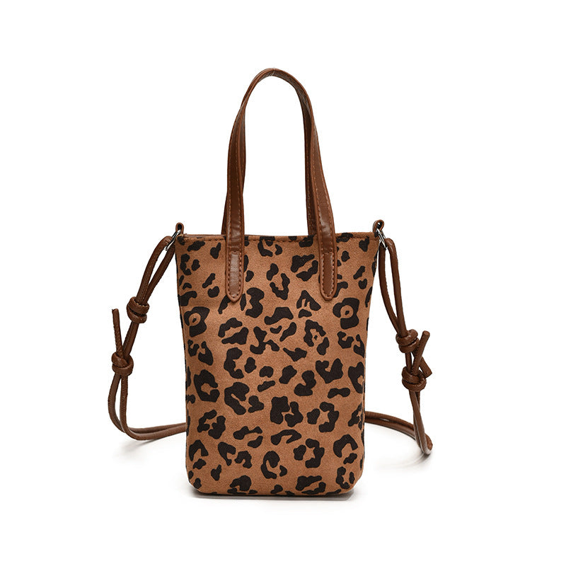 Retro Leopard Print Crossbody Bag | Suede Shoulder Phone Bag – Women's Autumn Winter Style