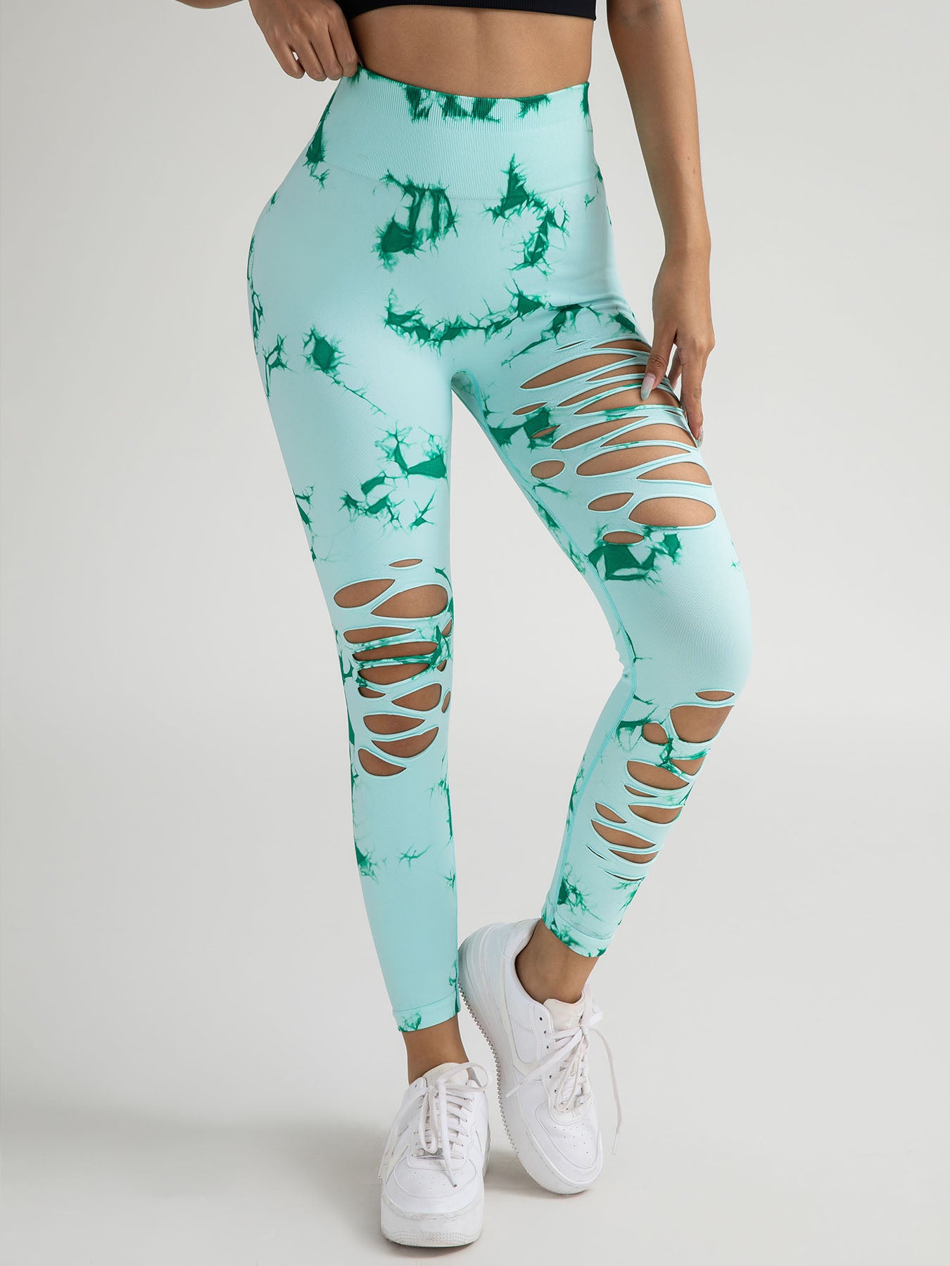 4-Pack Hollow-Out Tie-Dye High-Waist Tummy Control Yoga Pants