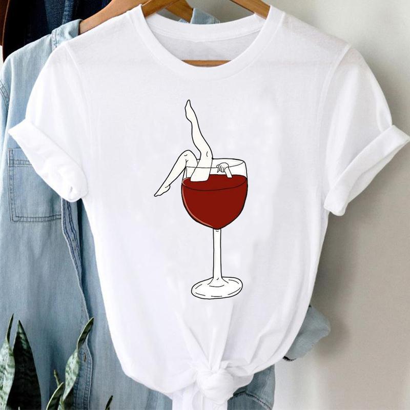Women's Printed Short Sleeve Casual Top – Soft Milk Silk Tee in Blue & White