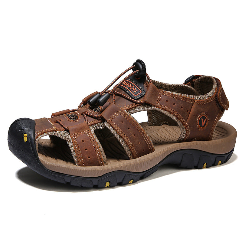 Men's Leather Sports Sandals Rubber Sole –  | AdriaPulse
