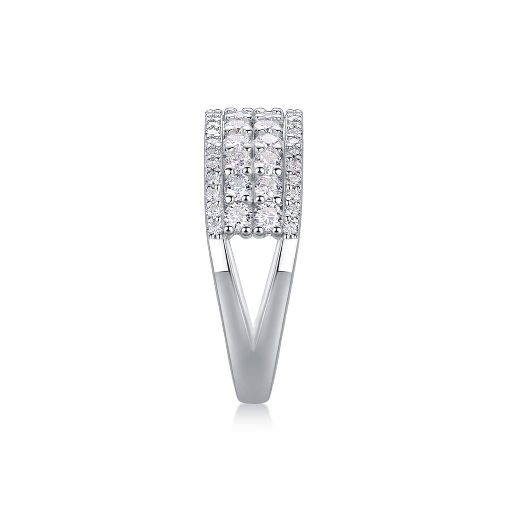 Mehrreihiger Moissanit-Diamantring – Luxus S925 Silber Stapelring