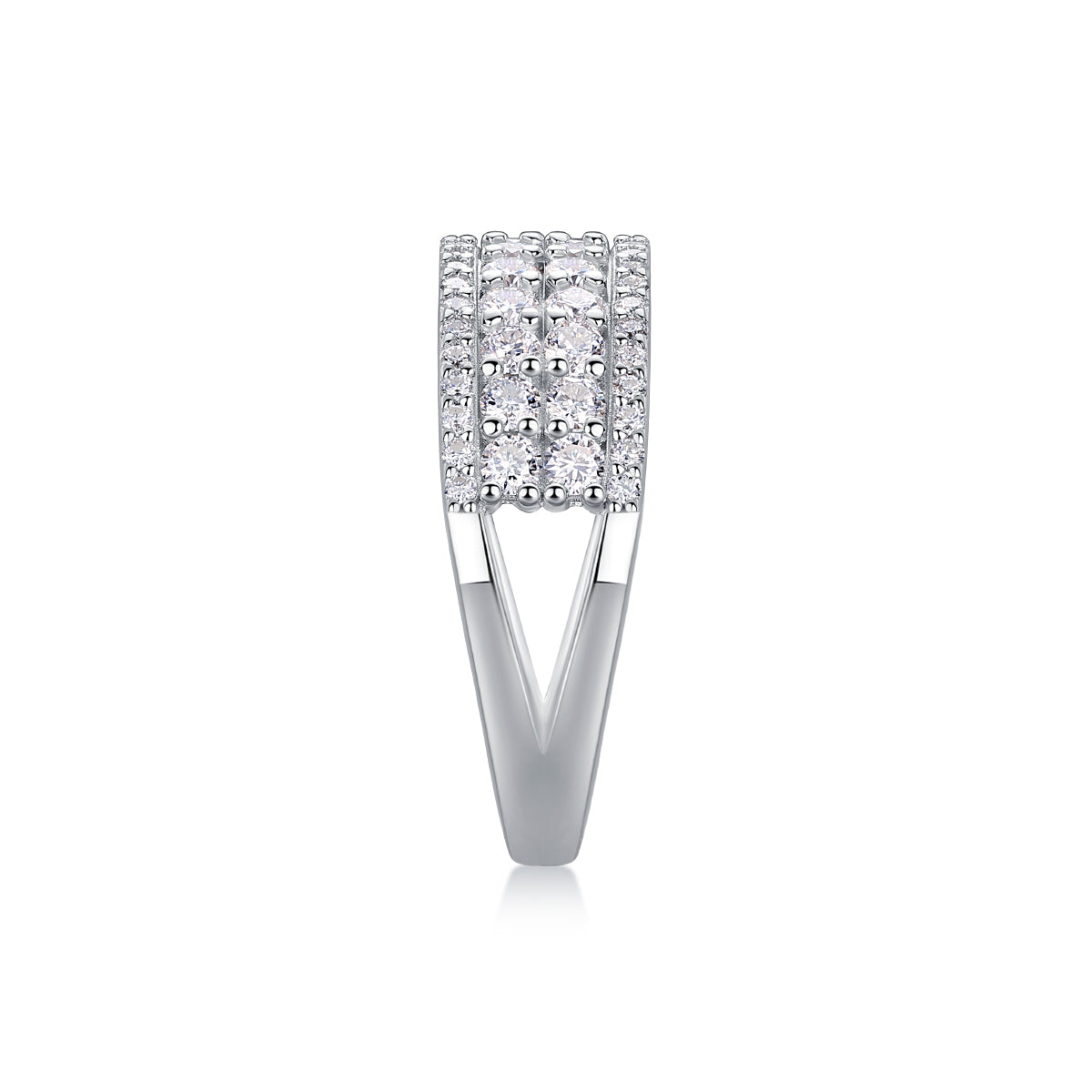 Mehrreihiger Moissanit-Diamantring – Luxus S925 Silber Stapelring