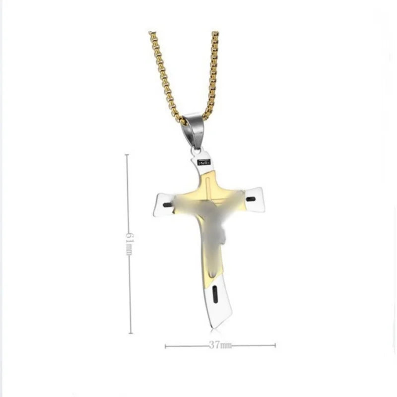 Vintage Jesus Kreuz Anhänger Herren Damen Amulett Halskette Katholisch Christlich Religiöser Gebetsschmuck Geschenk