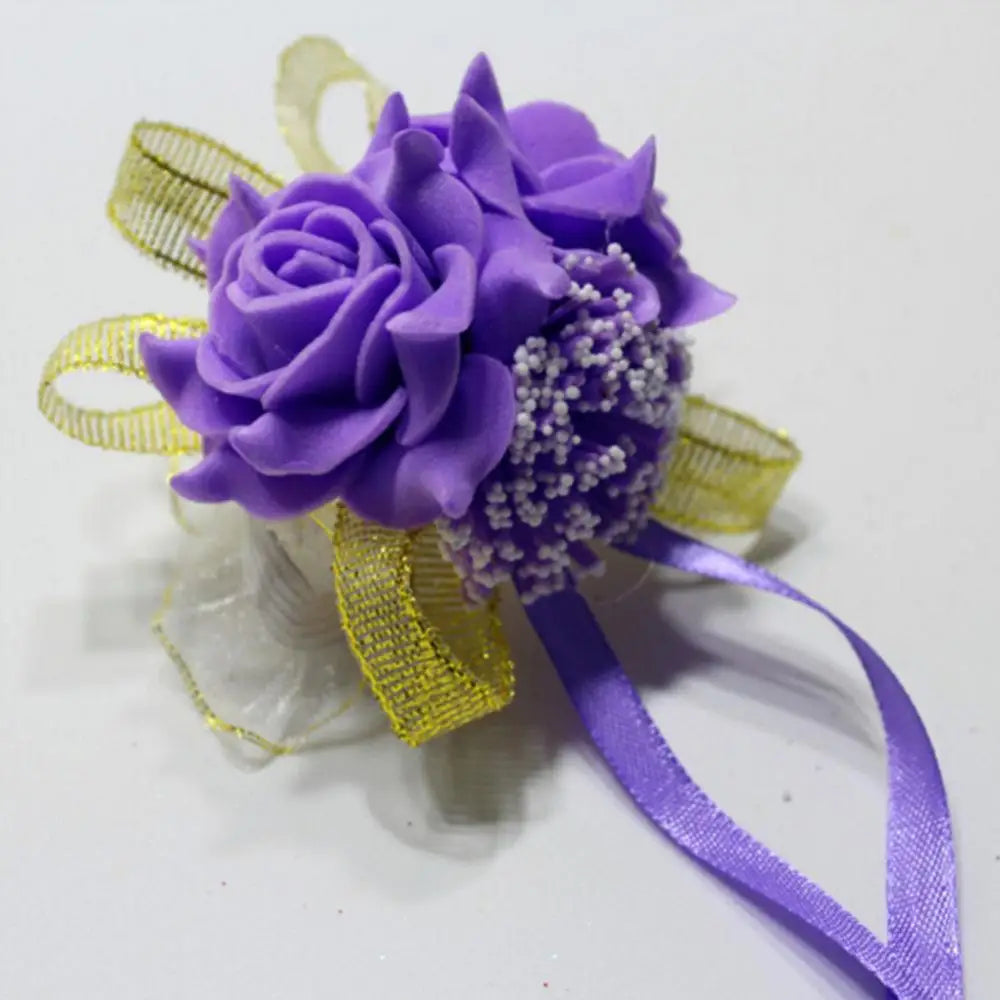 2026 Wedding Wrist Foam Rose Flower Bridal Bridesmaid Wrist Corsage Wedding Party Ribbon Bracelet Car Events