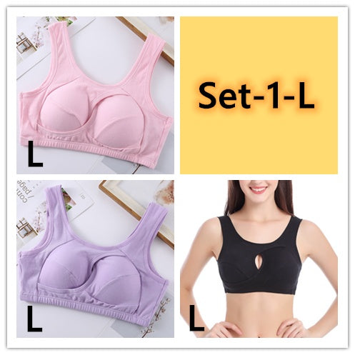 Plus Size Wire-Free Cotton Bra With Removable Padding