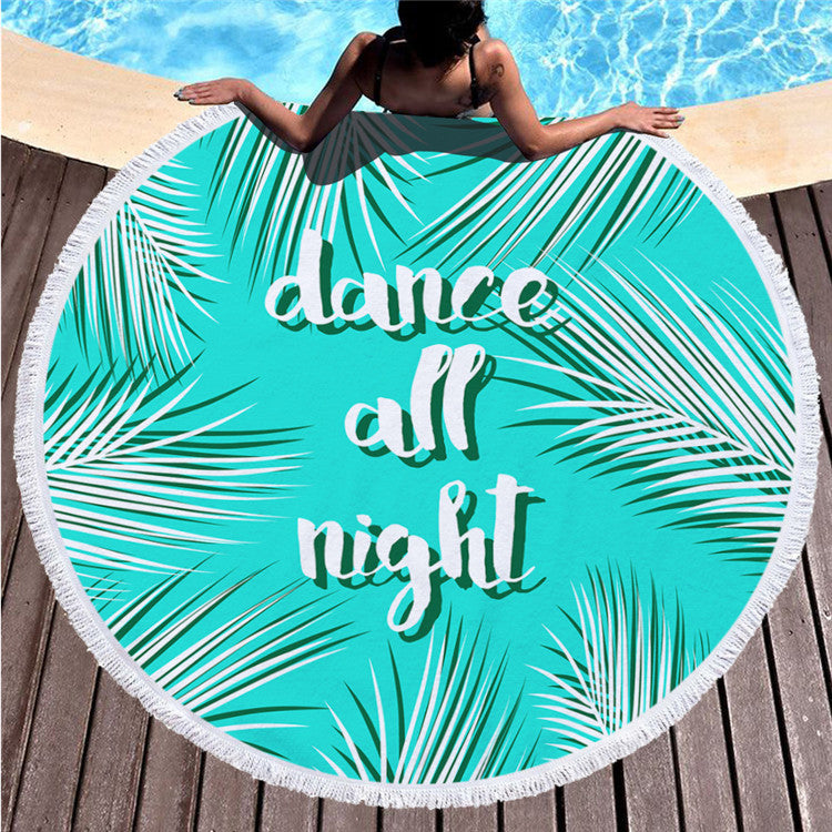Round Printed Beach Towel – Microfiber Tassel Shawl 150x150cm