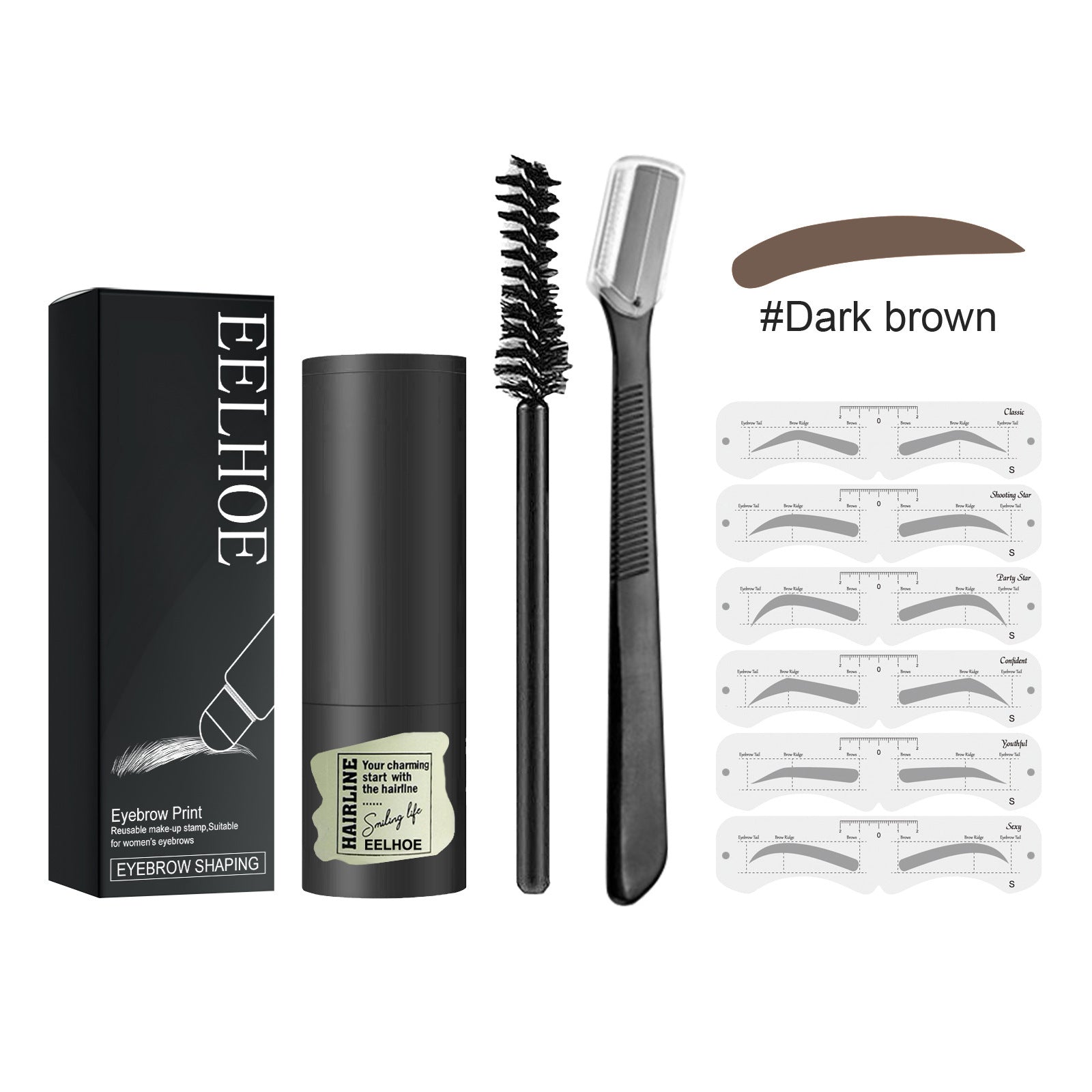 Eyebrow Print Set Natural Quick Eyebrow Stencil Makeup Dark Brown – AdriaPulse"