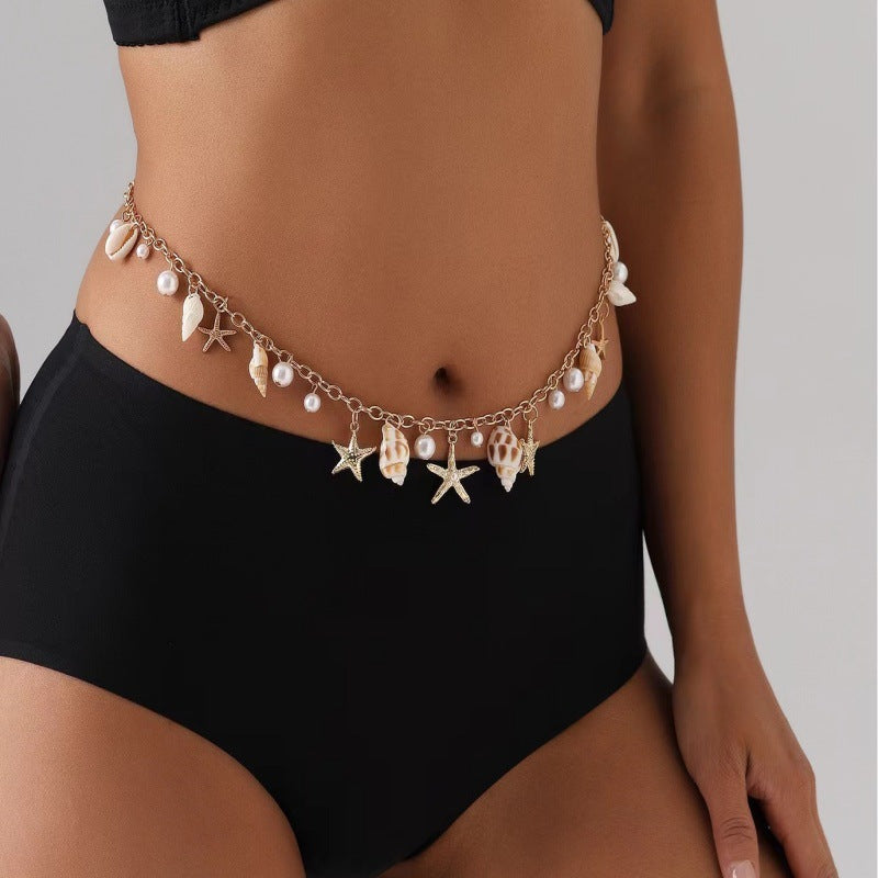 Bohemian Gold Waist Chain – Women's Metal Beach Body Chain Jewelry