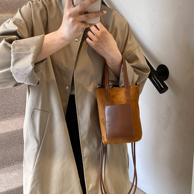 Umhängetasche mit Retro-Leopardenmuster | Wildleder-Schultertasche für Telefone – Damenmode Herbst Winter