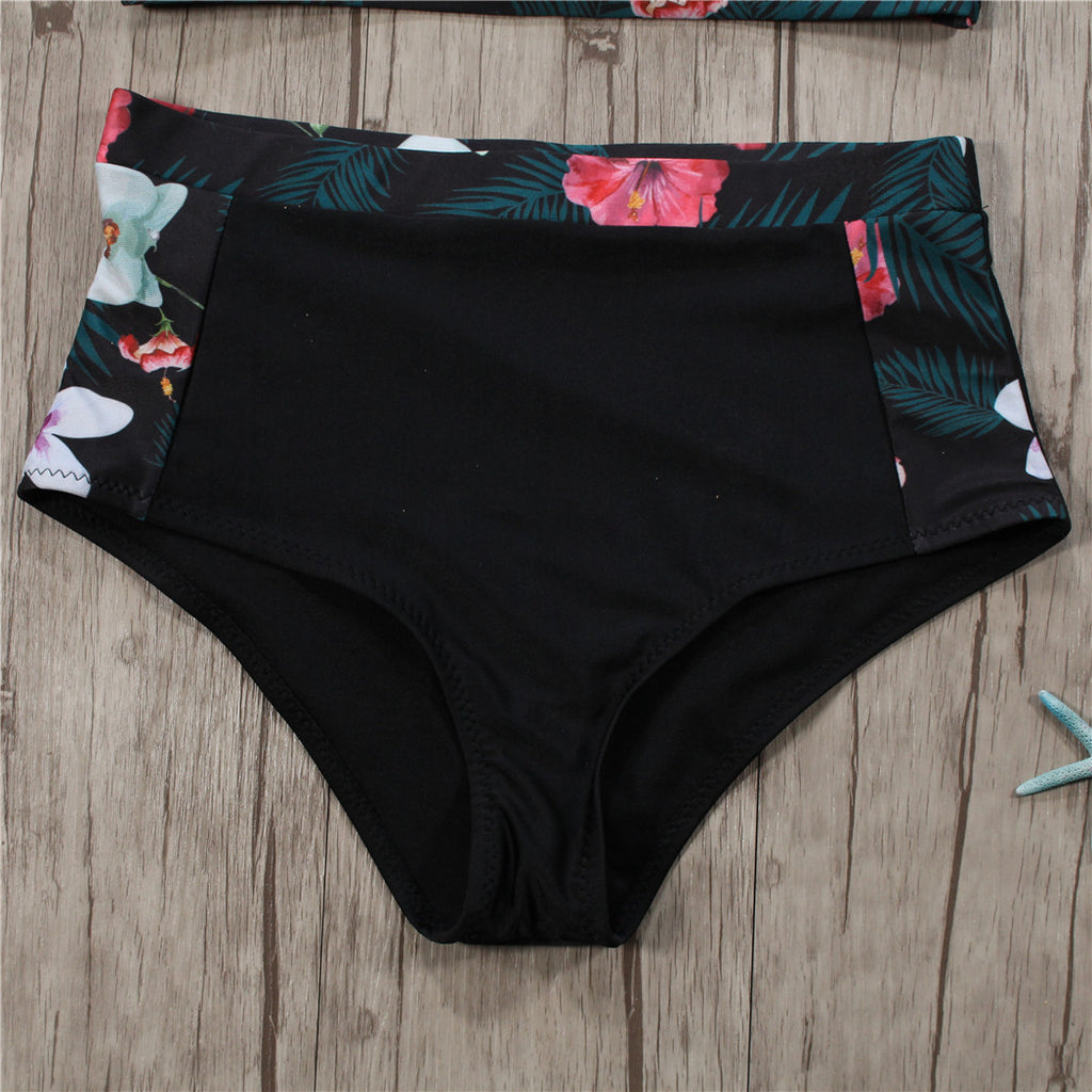 Floral Leaf Print Split Bikini – Women's Swimwear