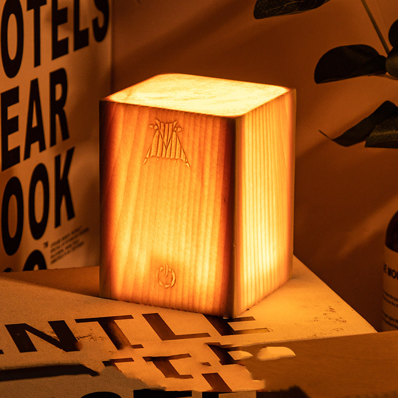 Veilleuse d'ambiance rétro en bois – Lampe USB tactile pour pique-nique et décoration intérieure