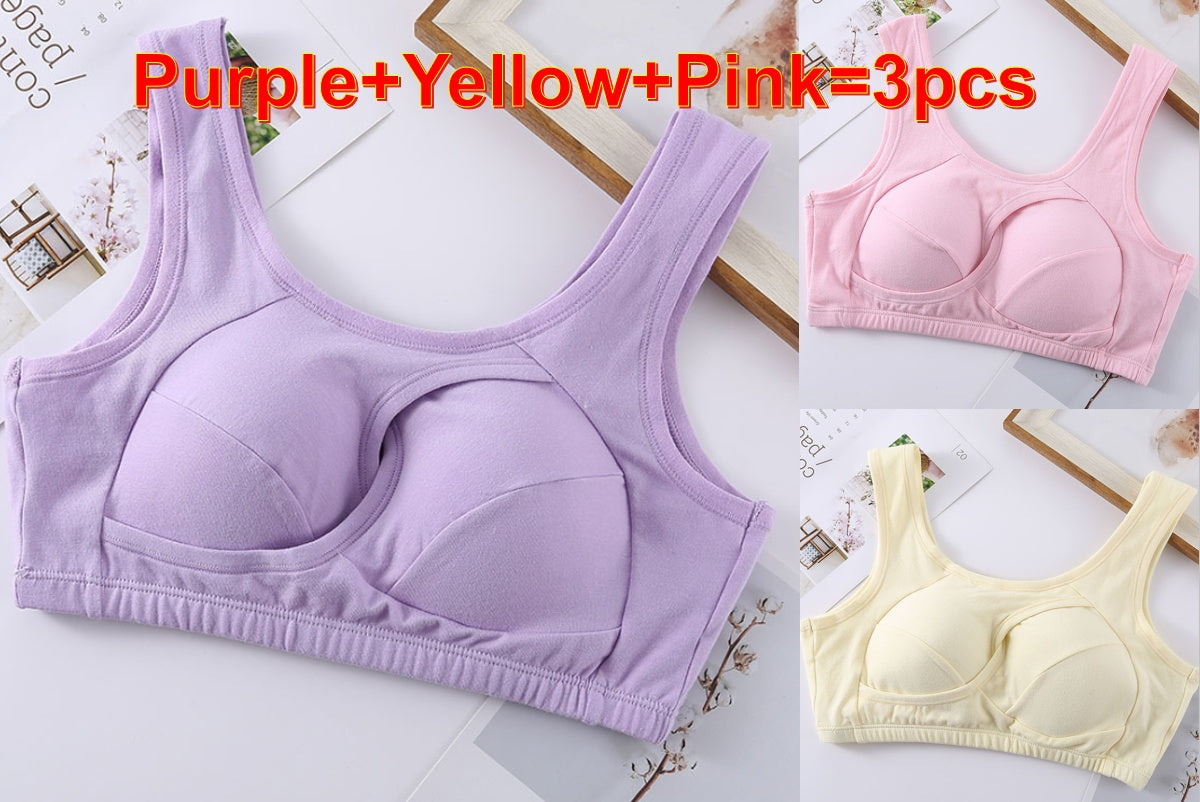 Plus Size Wire-Free Cotton Bra With Removable Padding