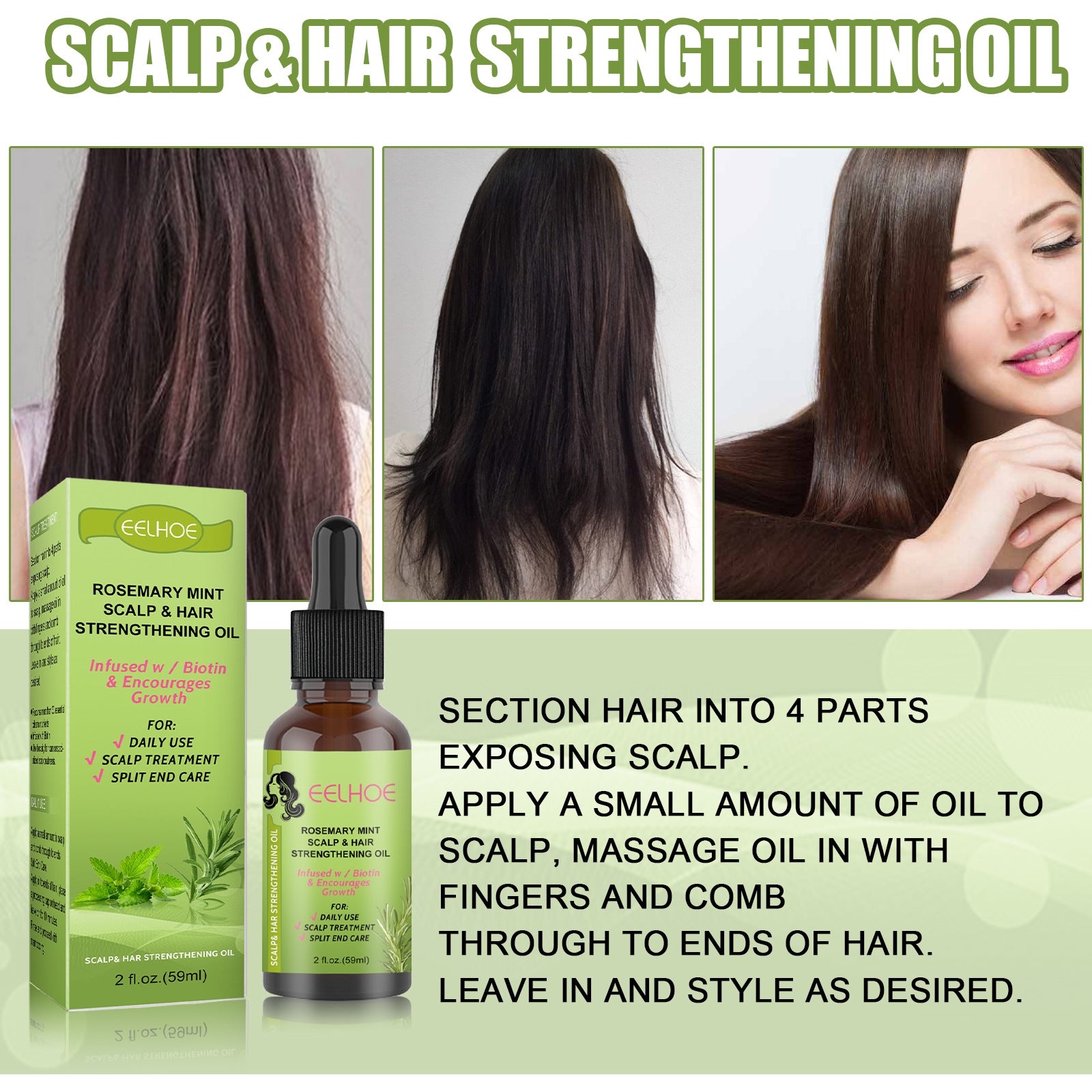 Rosemary Mint Hair Growth Oil – Natural Scalp Serum for Hair Loss & Regrowth | 59ml