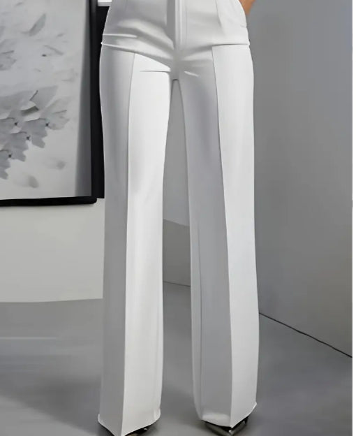 Damen-Minimalismus-Hose aus weißem Polyester