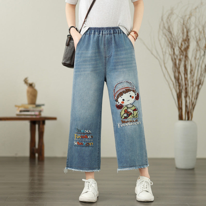 Women's Embroidered Butterfly Loose Denim Jeans Style 1 – AdriaPulse