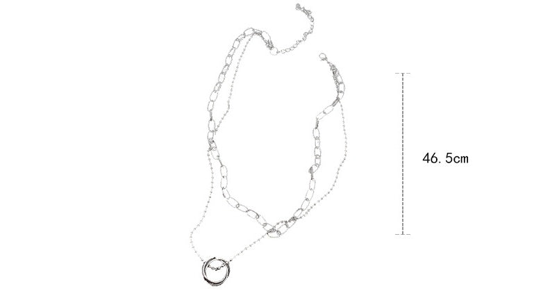 Women's Multilayer Silver Necklace – Electroplated Alloy Layering Chain