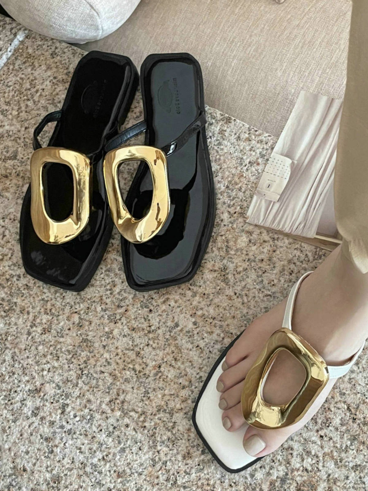 Women's Flat Sandals – Microfiber Slip-On Flip-Flops
