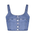 Women's Denim Suspender Crop Top – Strapless Jean Vest