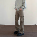 Pantalon de travail style américain rétro Maillard à grandes poches pour hommes et femmes