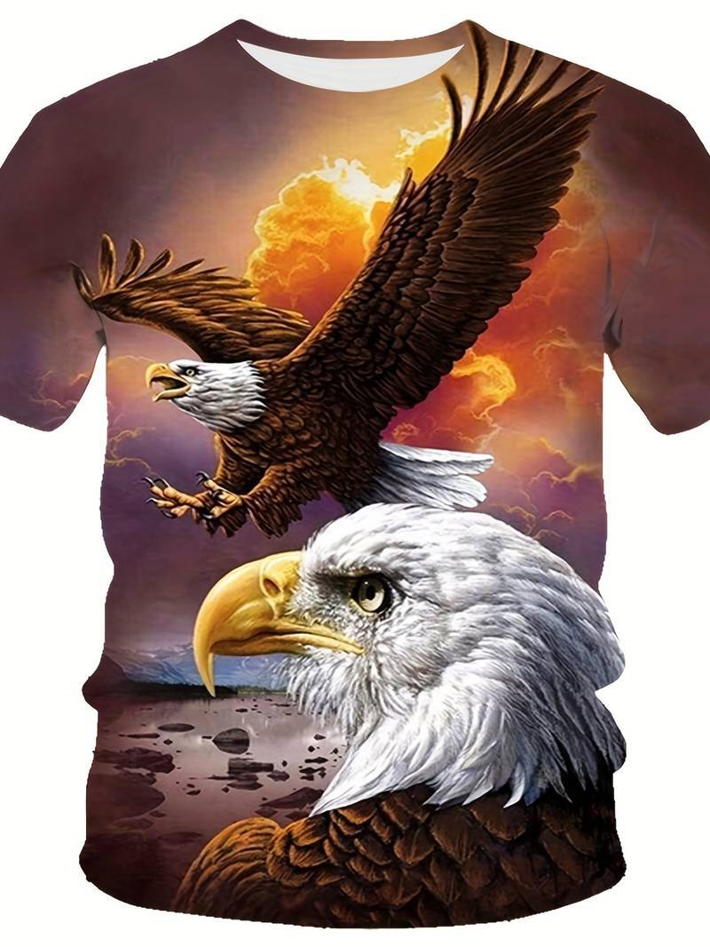 Eagle Print T-Shirt | Oversized Digital Print Tee – XS to 5XL