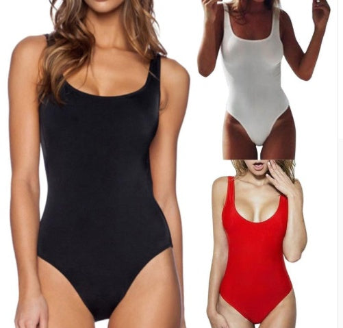 Women's Solid Color One-Piece Swimsuit Polyester – | AdriaPulse