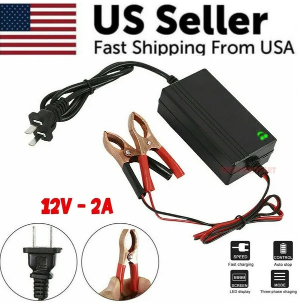 Portable 12V Car Battery Charger – Trickle Maintainer for Car, Truck, Boat & Motorcycle