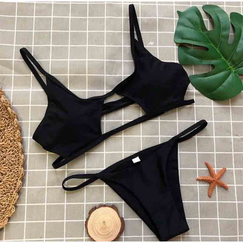 Maillot de bain bikini sexy pour femme – Deux pièces en polyester et spandex