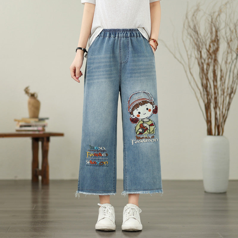 Women's Embroidered Butterfly Loose Denim Jeans Style 1 – AdriaPulse