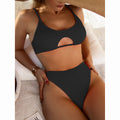 High-Waist-Split-Bikini – Einfarbige Damen-Bademode