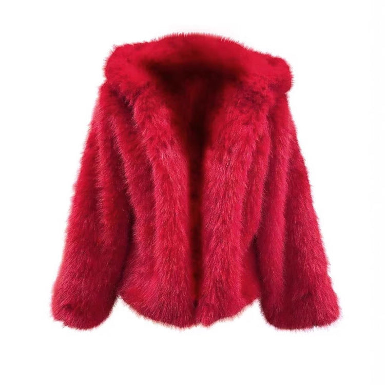 Manteau tendance dégradé en fausse fourrure pour femme – Automne-Hiver