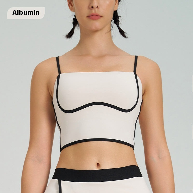 Women's Yoga Set – Contrast Color Sports Vest & Shorts