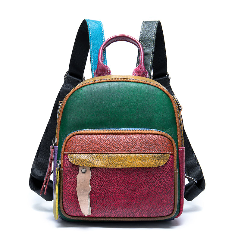 Sac à dos rétro en cuir de vachette véritable pour femme – Sac carré moyen en cuir souple