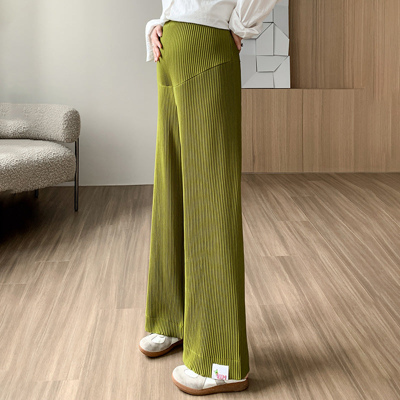 Women's loose straight maternity pants in apricot — relaxed wide-leg pregnancy trousers for all-day comfort, AdriaPulse