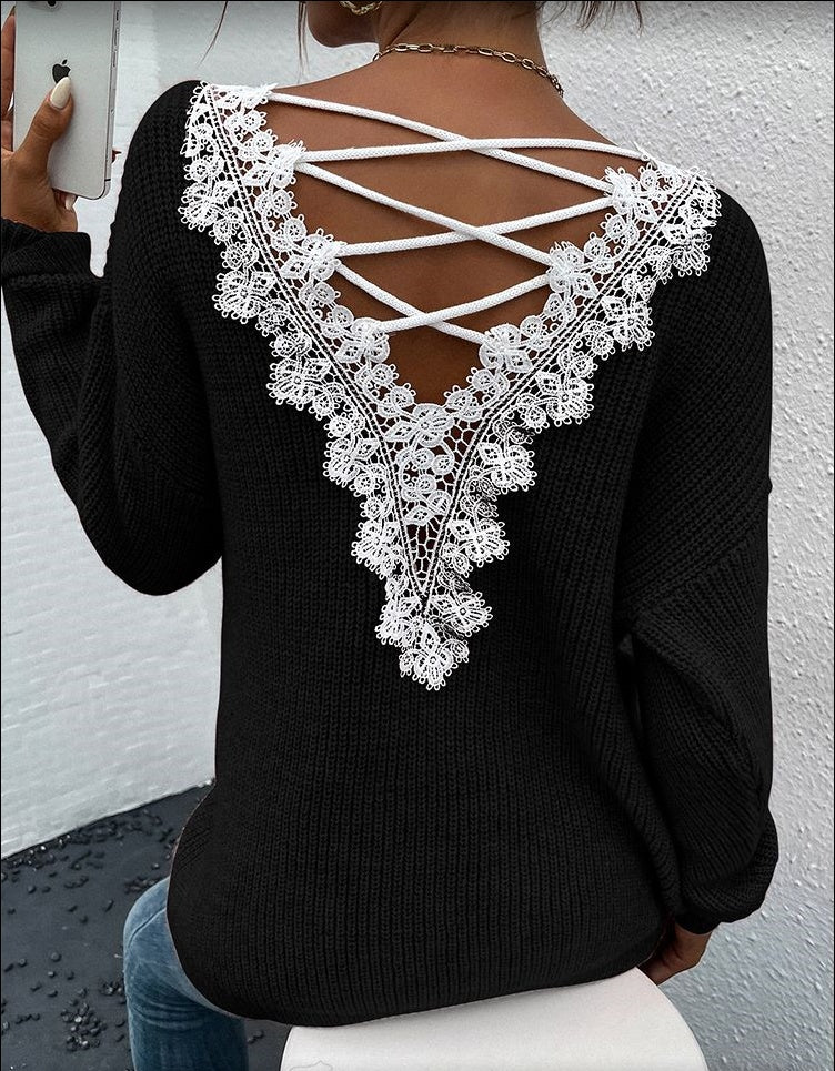 Vêtements Y2k Pull col en V pour femmes Hiver Dos Nu Streetwear Bandage Pull Cachemire Femme Vêtements de Mode de Haute Qualité
