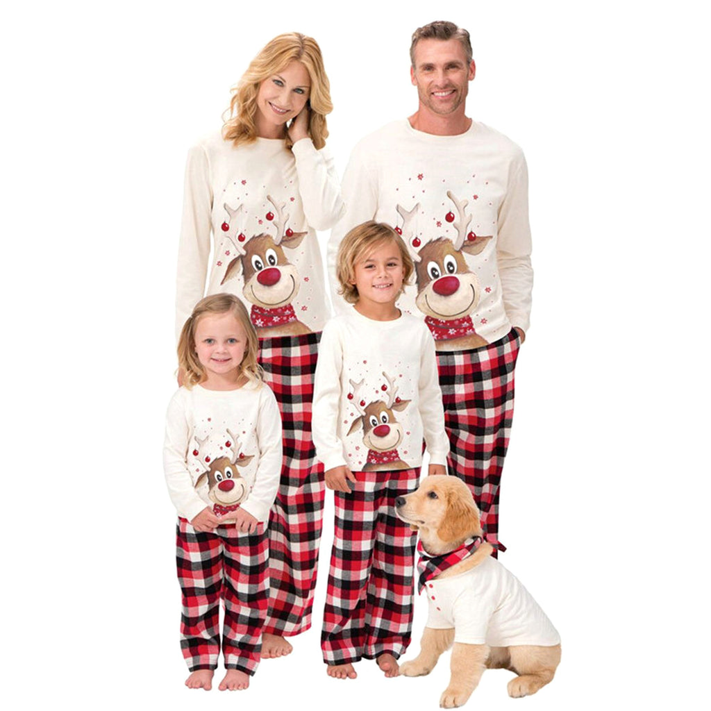 Family Matching Elk Print Fleece Outfit – Holiday Parent-Child Home Clothing – AdriaPulse"