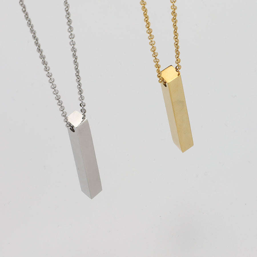 Cylinder Engraved Pendant Stainless Steel Necklace – AdriaPulse