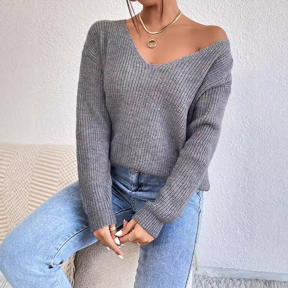 Vêtements Y2k Pull col en V pour femmes Hiver Dos Nu Streetwear Bandage Pull Cachemire Femme Vêtements de Mode de Haute Qualité