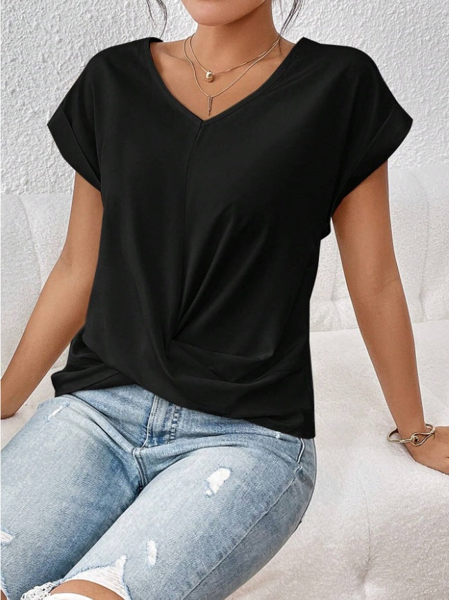 Women's V-Neck Irregular Knot Top– AdriaPulse