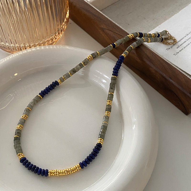 Women's Retro Beaded Clavicle Necklace – Geometric Pendant | AdriaPulse