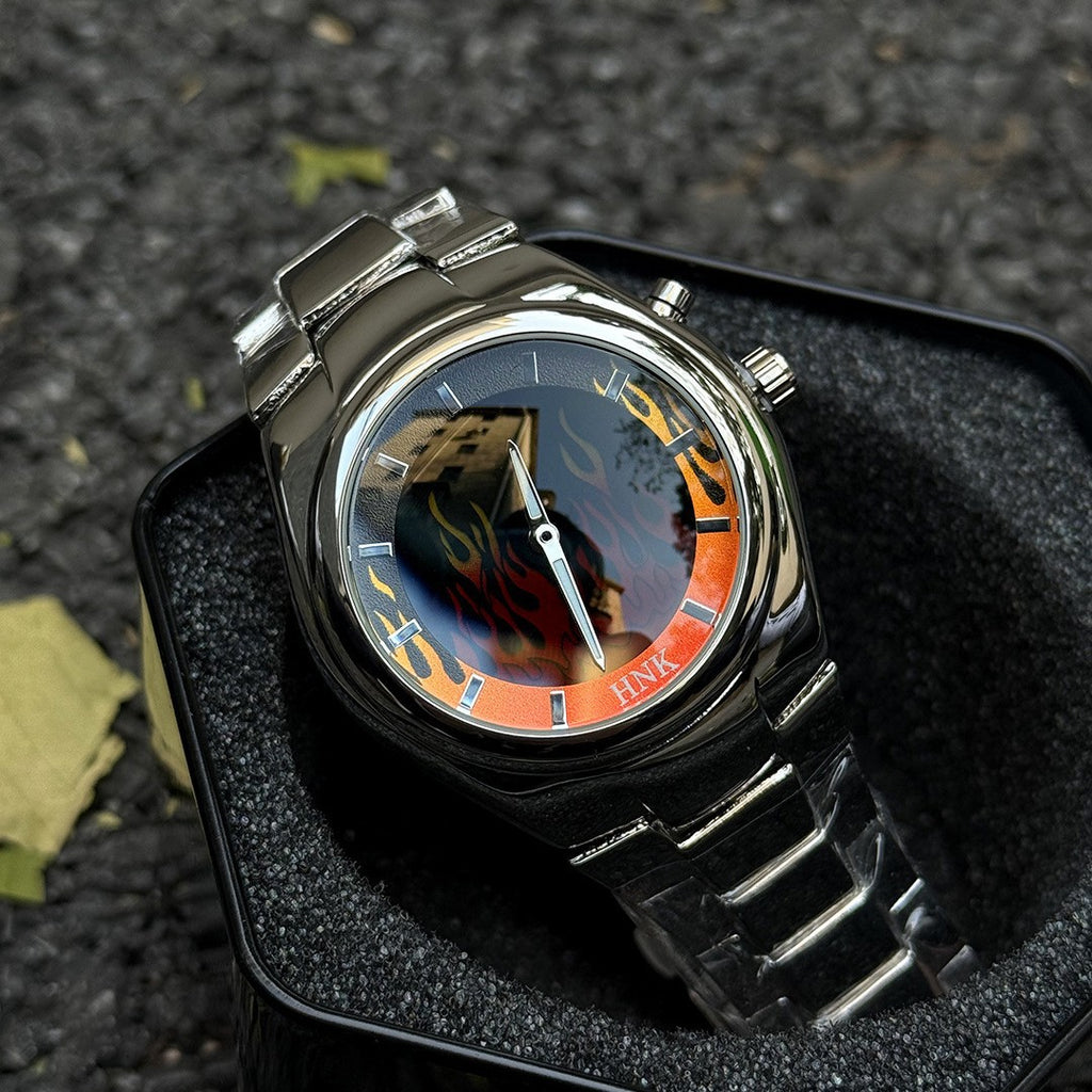 Y2K-inspirierte Kreative Dynamische Flammen-Herrenuhr