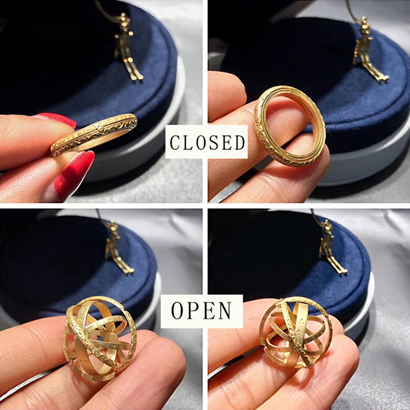 Astronomical Ball Ring & Necklace – Rotating Universe Globe Jewelry