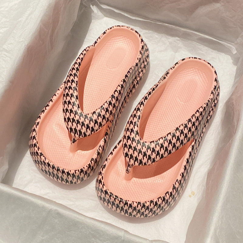 Women's Thick Sole EVA Flip-Flops – Striped Outdoor Slippers