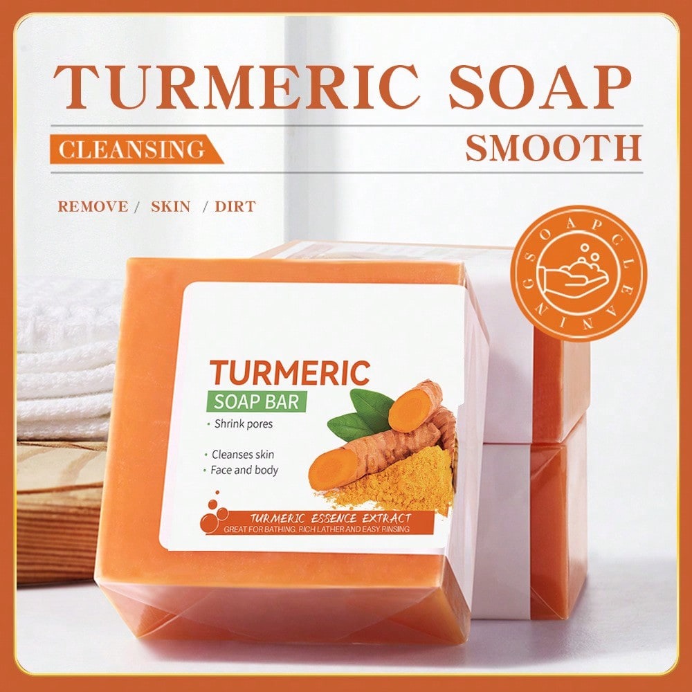 "Turmeric Brightening Soap Natural Glow Dark Spot Corrector Bar 100g – AdriaPulse"