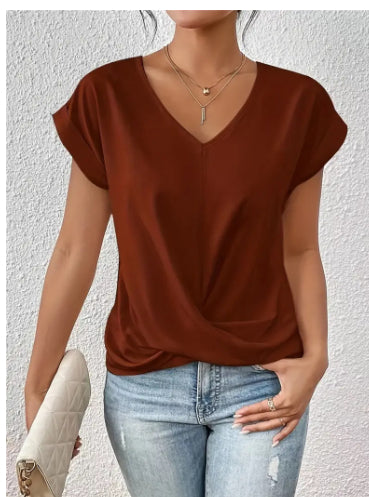 Women's V-Neck Irregular Knot Top– AdriaPulse