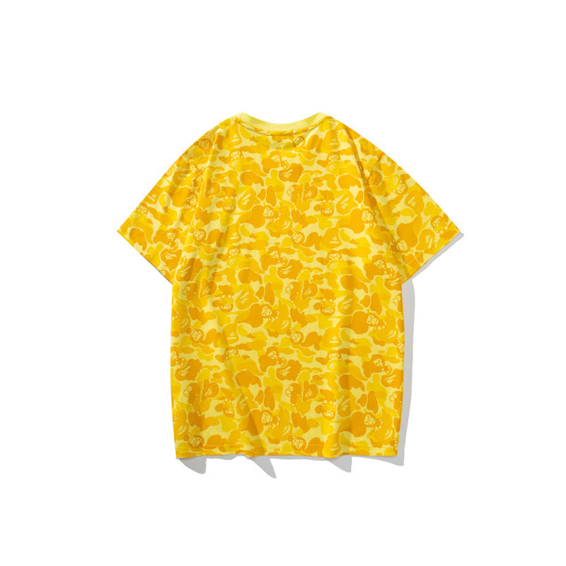 Hai-Tarnmuster Gelber Reißverschluss-Sweater für Herren und Damen Paar Lässiger Kapuzenmantel