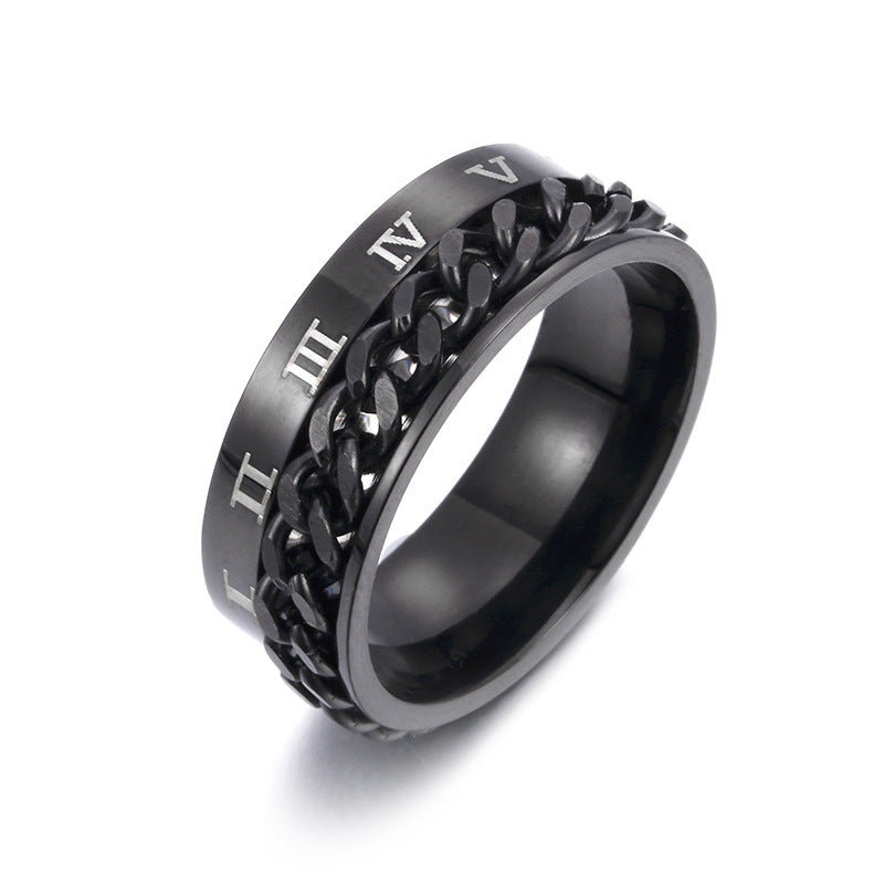 Bague Chaîne Rotative à Lettres Romaines Hommes Bague Digitale en Acier Titane Pour Couple Bague Décapsuleur Multifonctionnelle de Haute Qualité Bijoux Spinner Cadeaux Punk